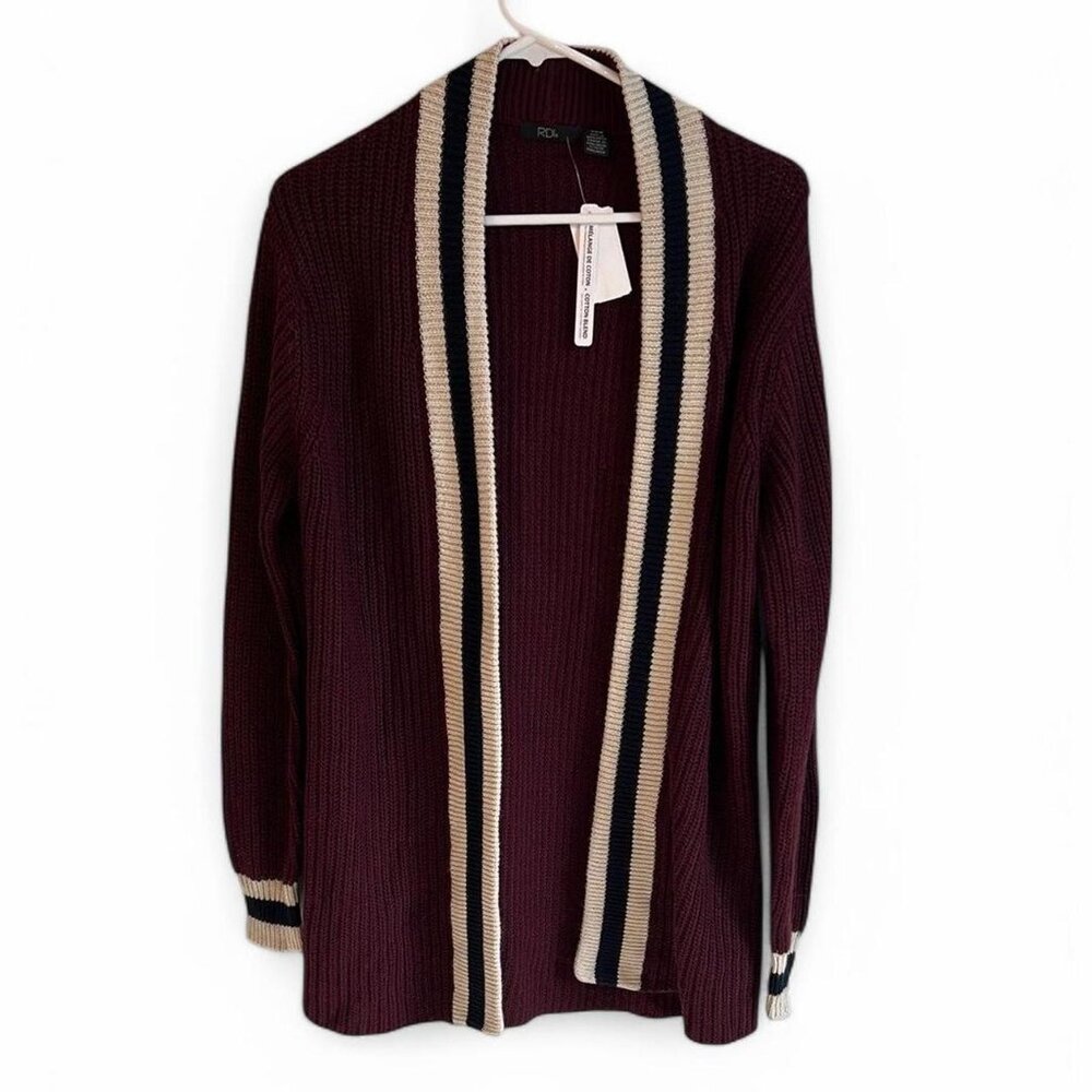 RDI Nordstrom Maroon and Navy Cardigan, Size M New